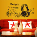 New Arrival Music Earphone Design Waterproof Decorative Stickers Pvc Room Decor vinyl Wall Sticker